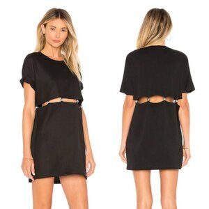 ASILIO Anaras Beaded T-Shirt Slit Cut Out Oversized Bead Accents in Black Size 2